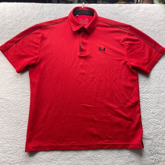 Under Armour Other - Under Armour Golf Polo Mens Size L Large Loose (Measured 23 1/4" X 28 1/4") Red